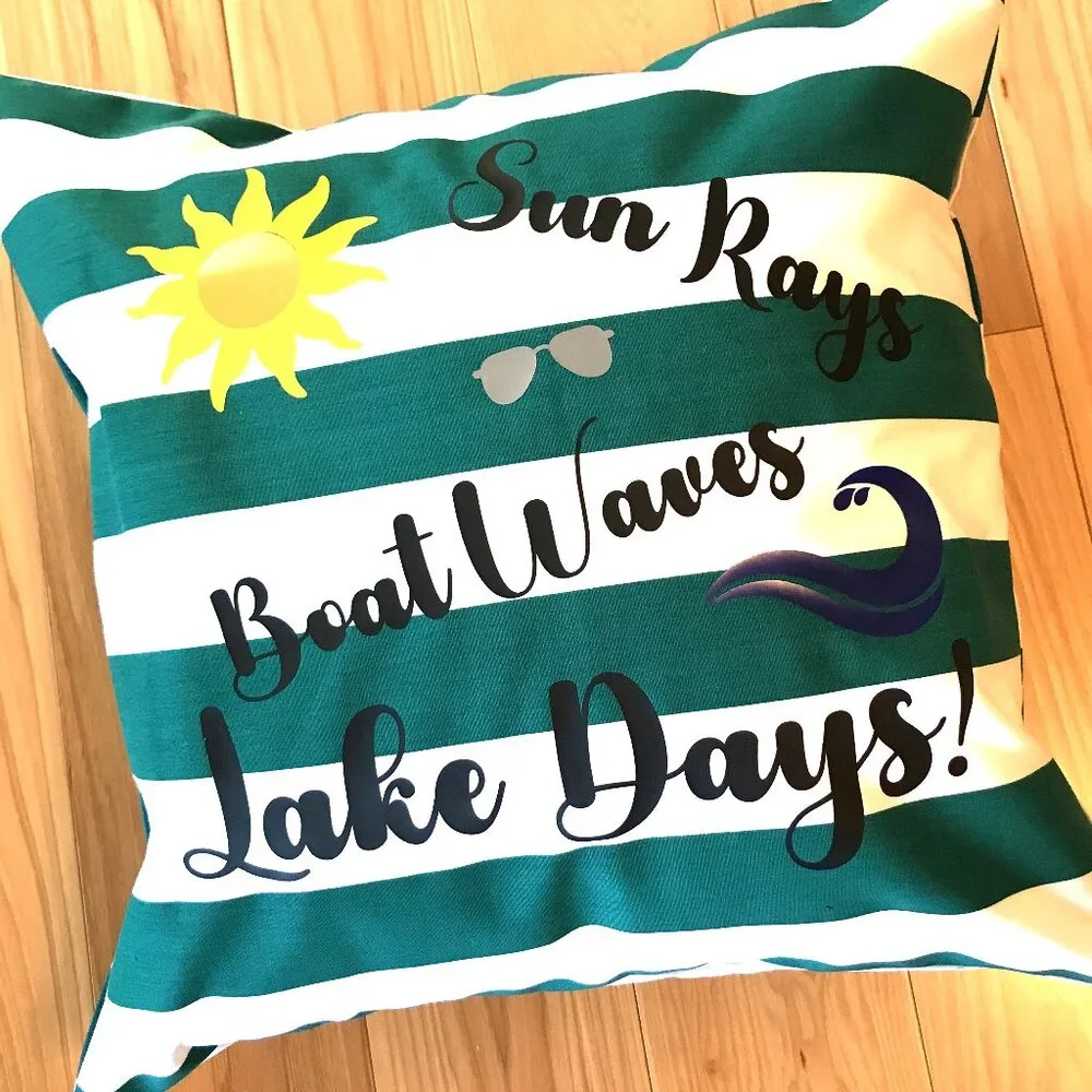 Summer Lake House Pillow Cover, 18 x 18, Boating Theme Cabin Decor